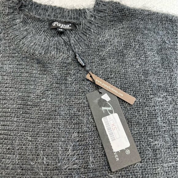 𝅺NWT Papa Grey Fringe Long Sleeve Sweater Size XS - Picture 11 of 12